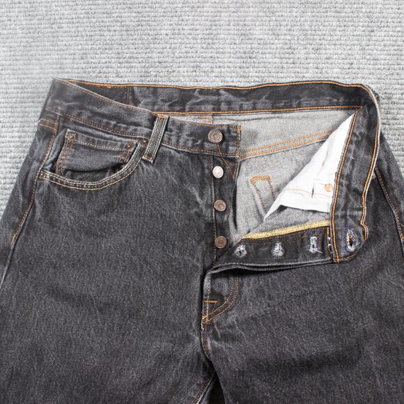 Levi's 501 Jeans Men's 34x32 Black Button Fly Straight Vintage Fade - Picture 4 of 11